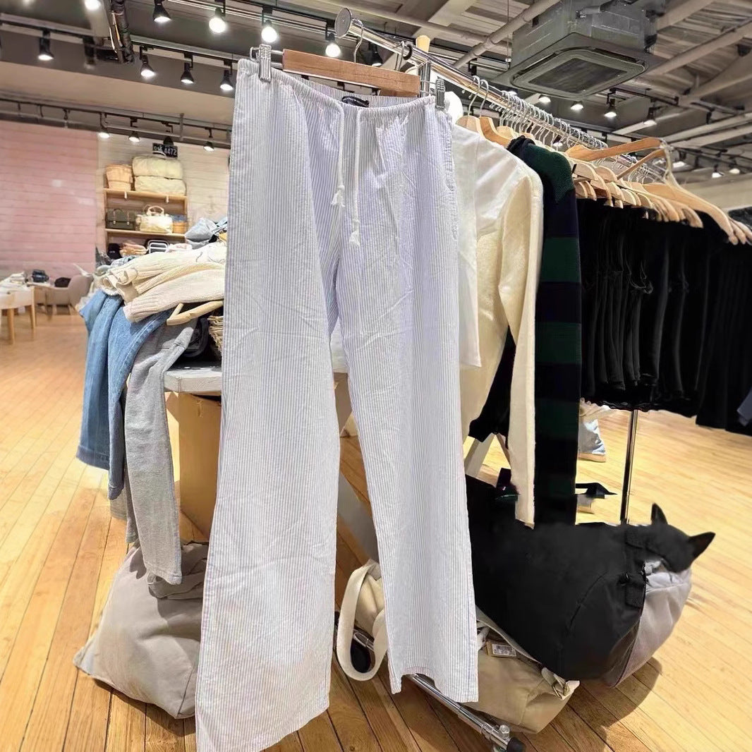 American Vintage Stripe Tied Elastic Waist Sports Pants