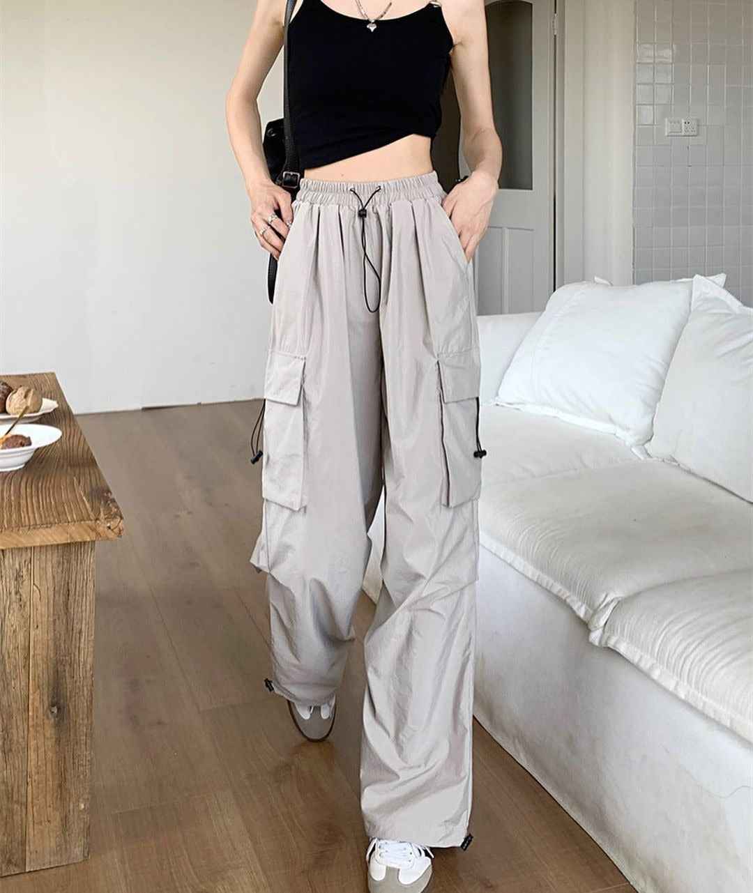 Multi-pocket Adjustable Drawstring Casual Loose Trousers Men And Women
