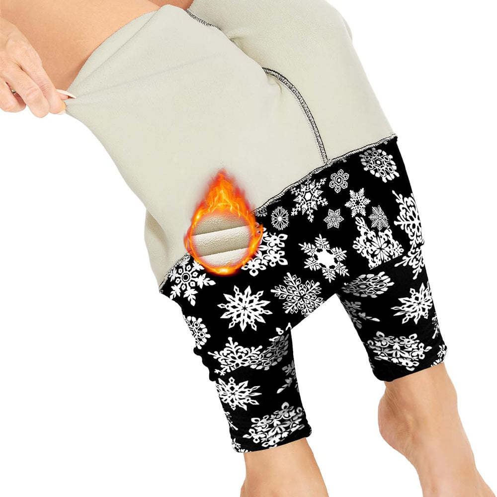 Autumn And Winter Fleece-lined Outer Wear High Waist Warm Pants For Women