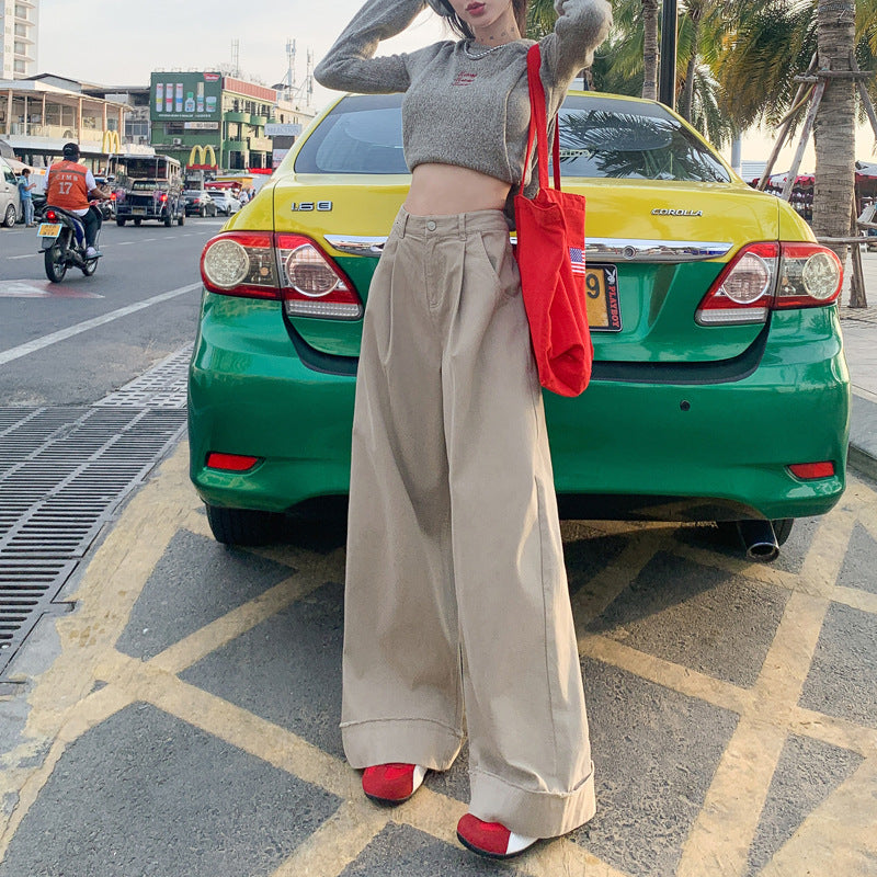 Micro Elastic Super Soft Texture Wide-legged Versatile Casual Pants