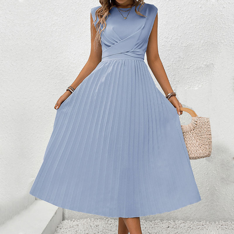 Lace-up Design Solid Color Dress