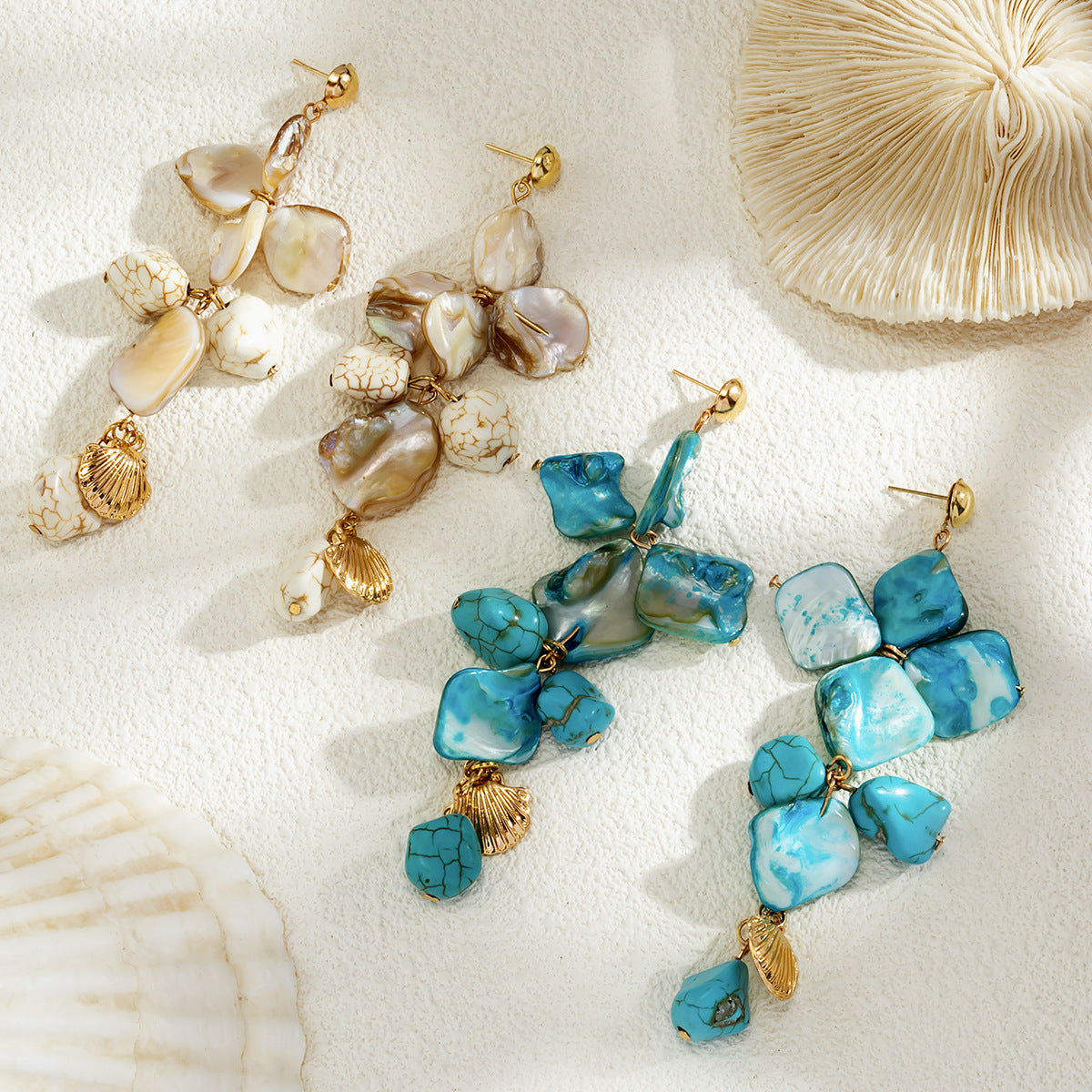 Summer Starfish Shell Patch Necklace For Women