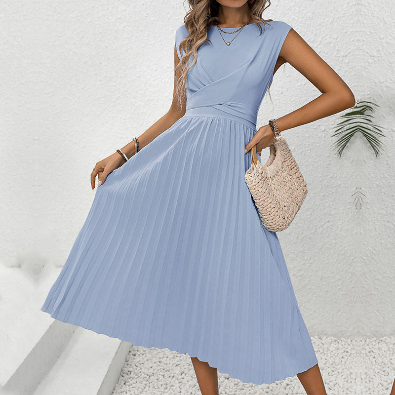 Lace-up Design Solid Color Dress