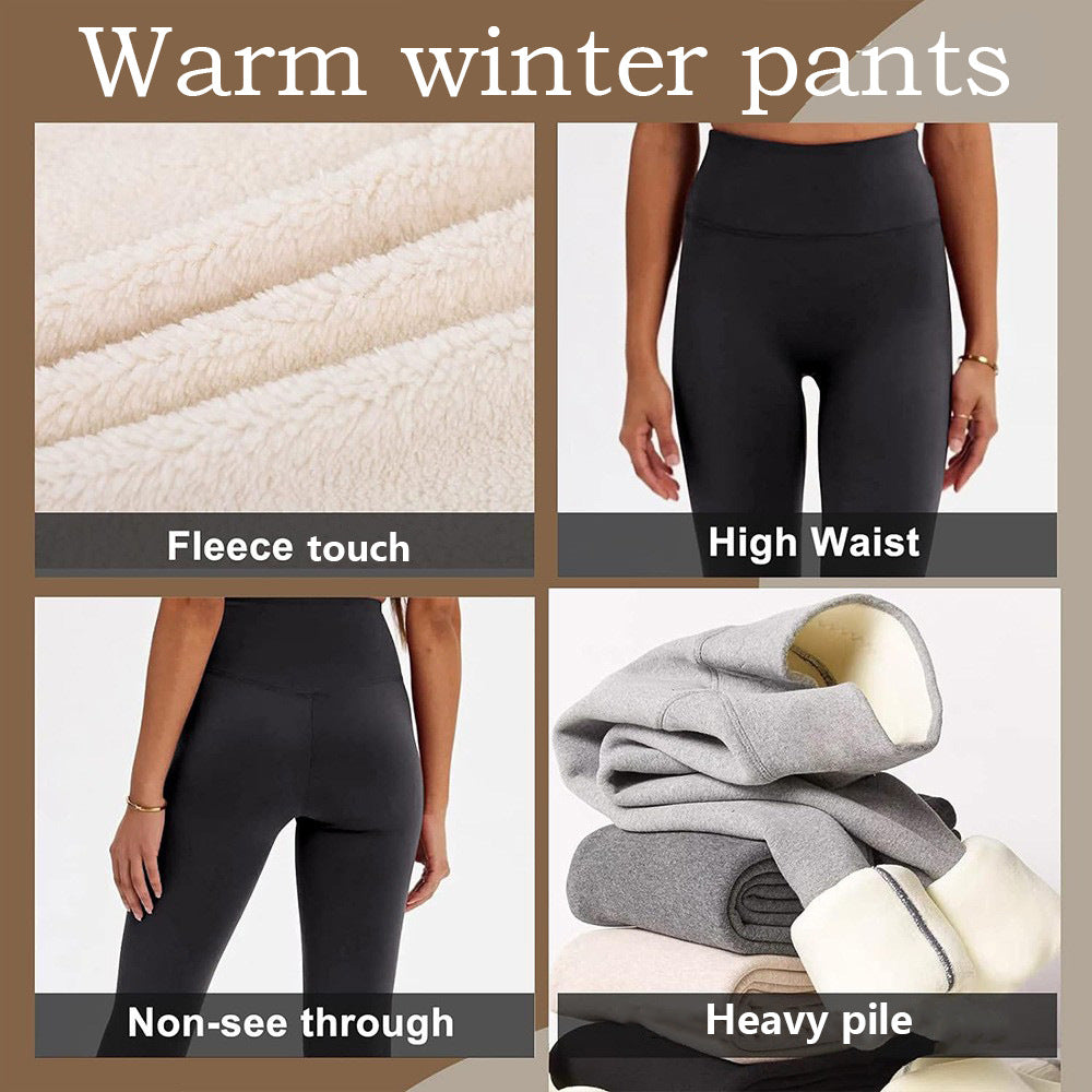 Autumn And Winter Fleece-lined Outer Wear High Waist Warm Pants For Women