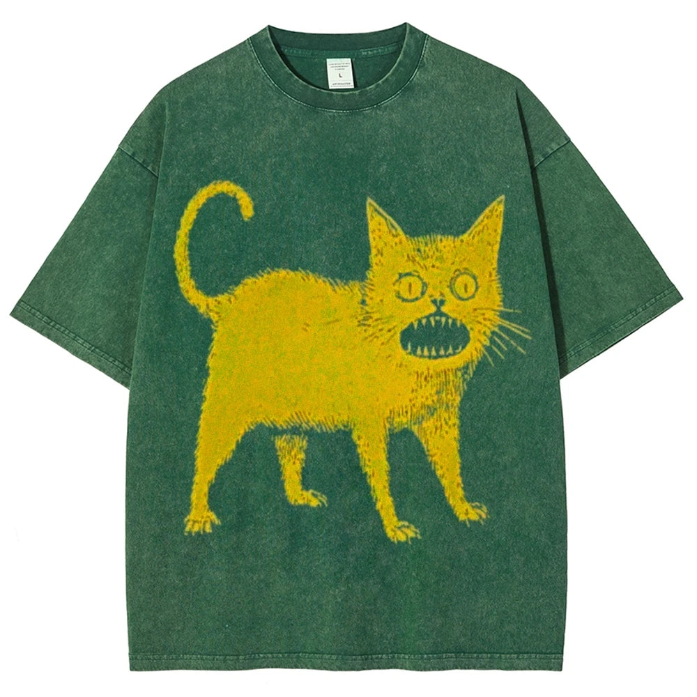 Cartoon Print T Shirt Women Kawaii Graphic Shirts Summer Casual Short Sleeved Black Female Tee Round Neck Harajuku T-Shirts