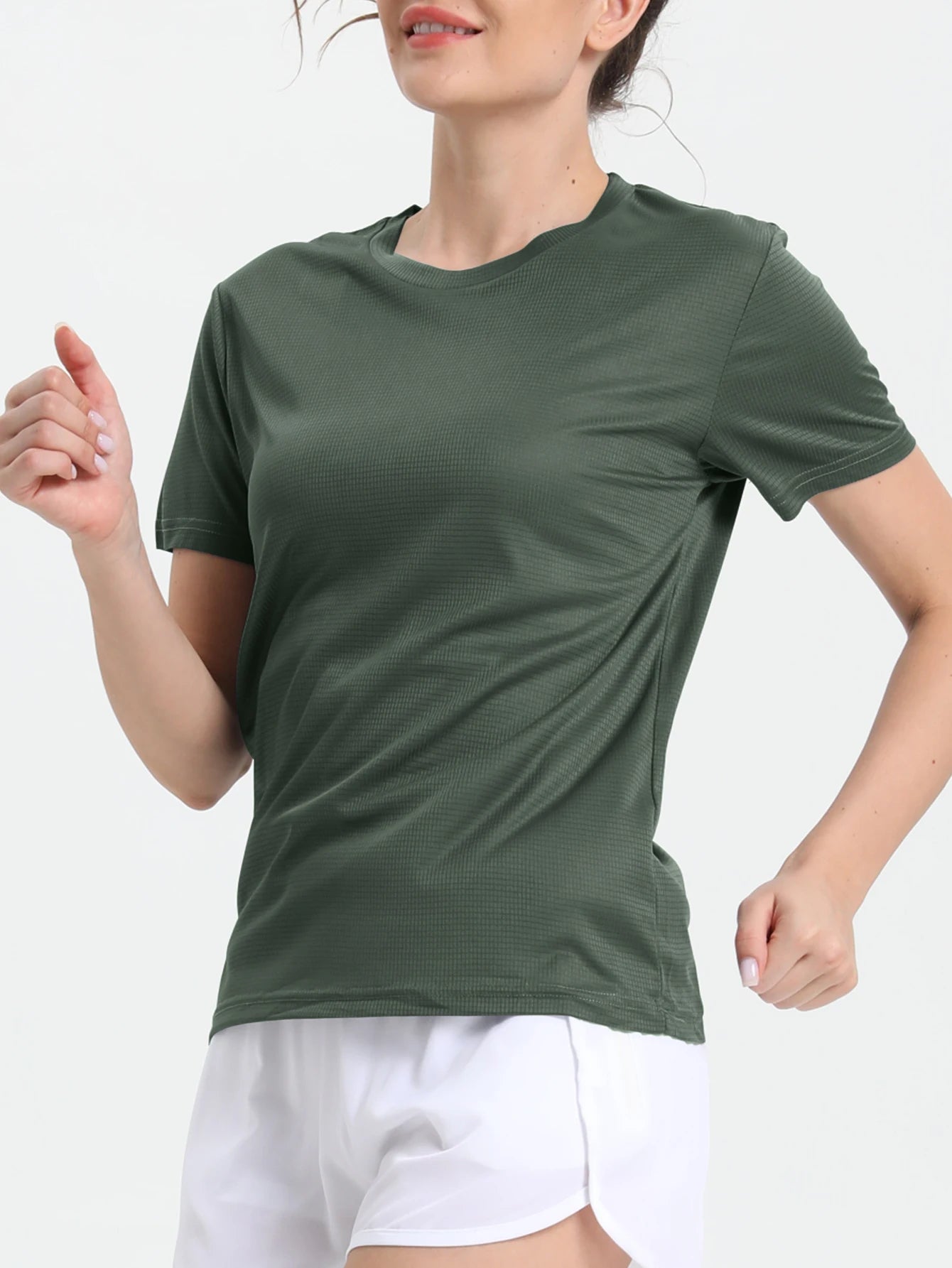 Women's Solid Color Ultralight Quick Dry Sport T-Shirt,Breathable Lightweight ,Running Gym Compression Shirt