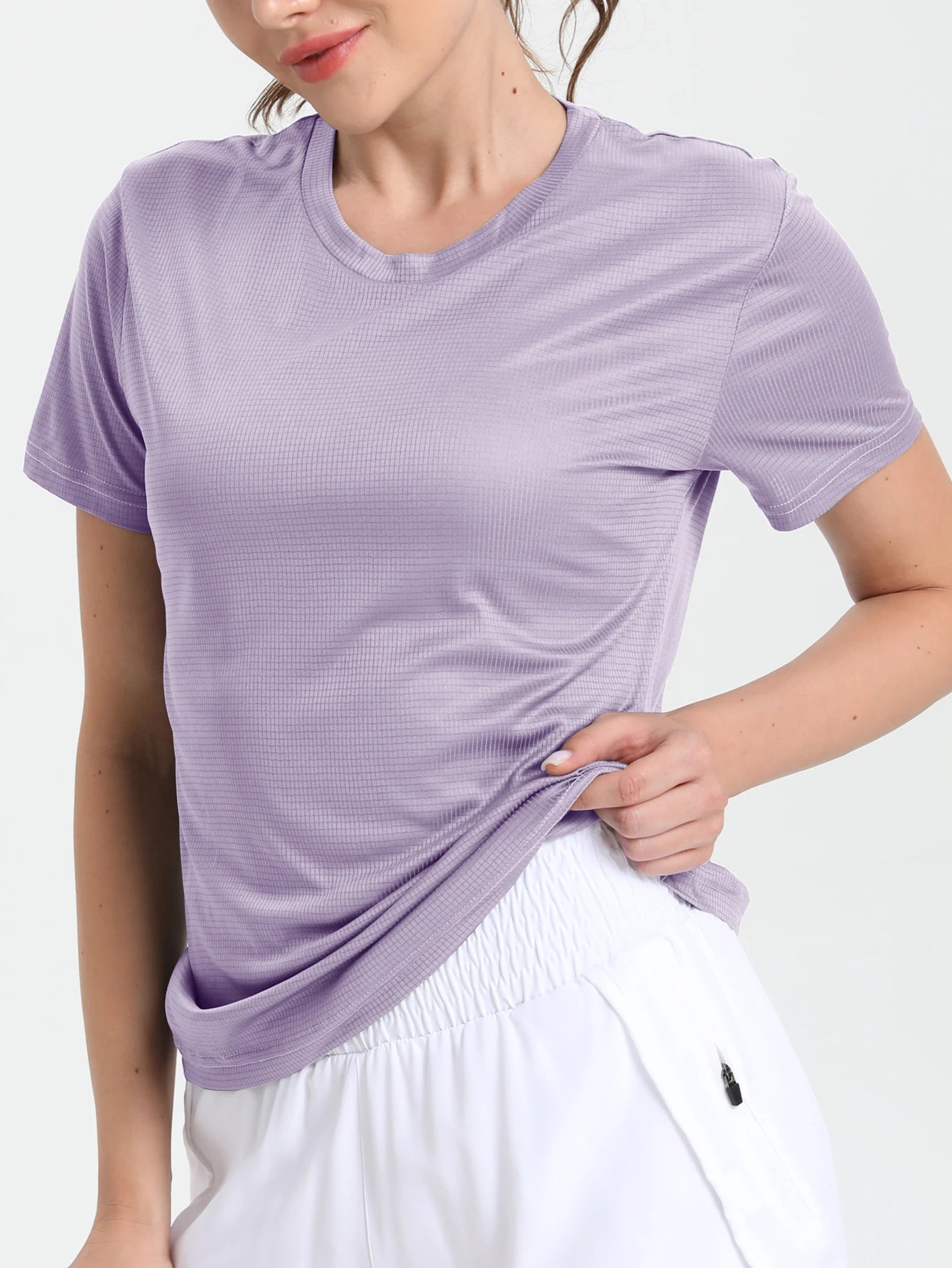 Women's Solid Color Ultralight Quick Dry Sport T-Shirt,Breathable Lightweight ,Running Gym Compression Shirt