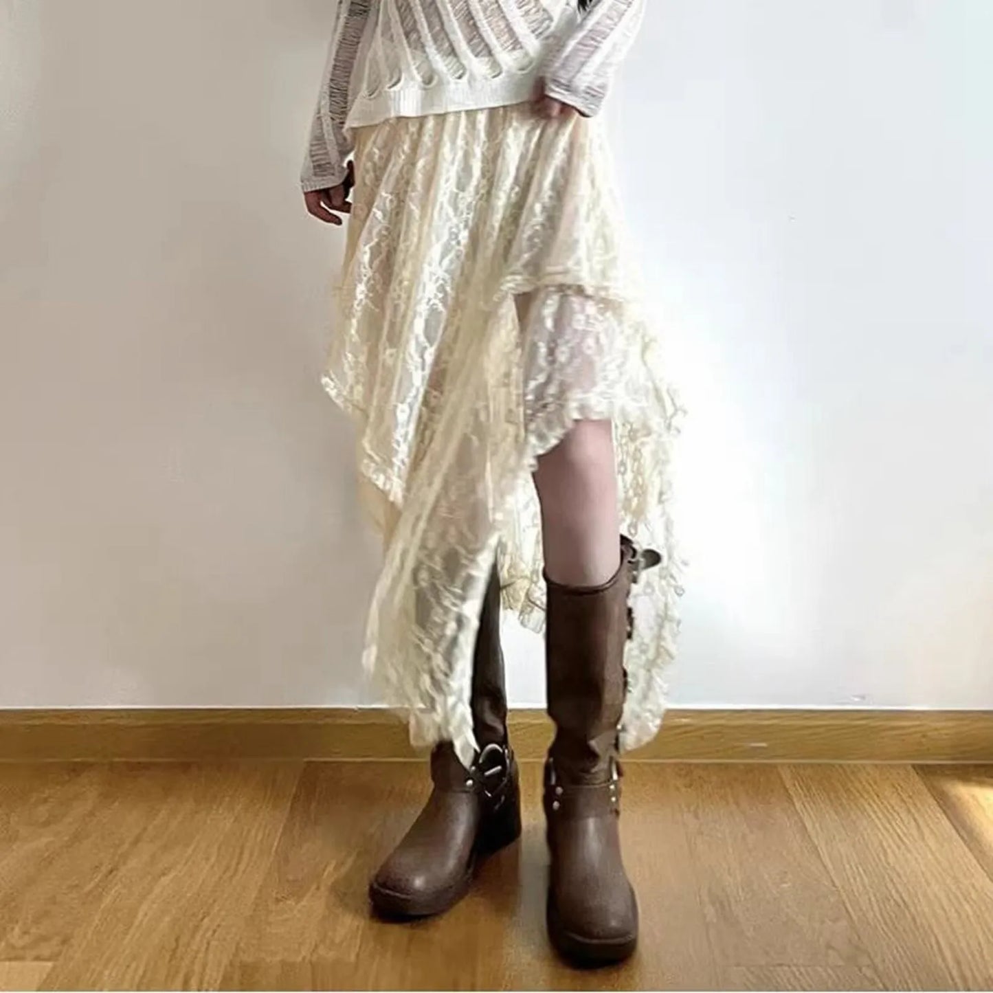 Women Y2K Lace Mini Skirt Low Rise Layered Ruffle Hem Mini Skirt Lingerie Short Skirts Fairycore Skirt Streetwear Faldas Mujer