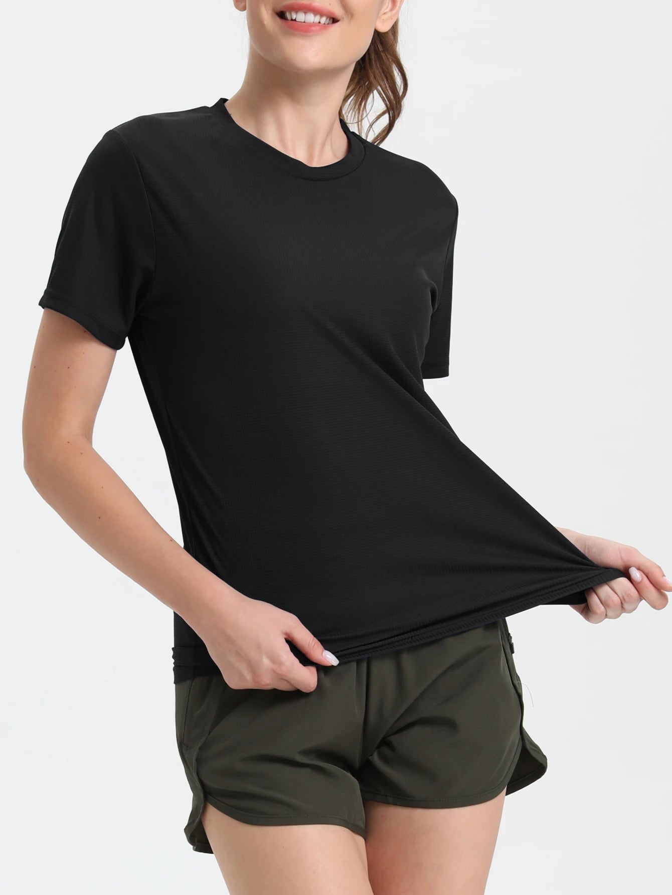 Women's Solid Color Ultralight Quick Dry Sport T-Shirt,Breathable Lightweight ,Running Gym Compression Shirt