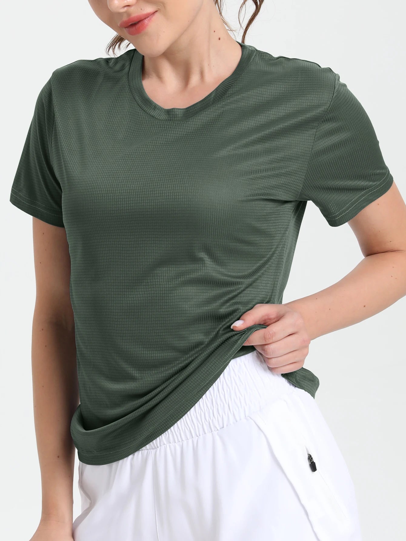 Women's Solid Color Ultralight Quick Dry Sport T-Shirt,Breathable Lightweight ,Running Gym Compression Shirt