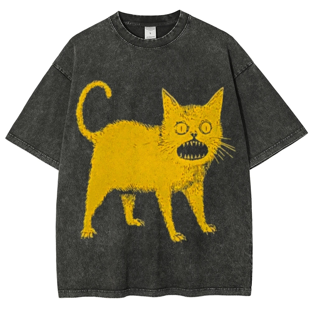 Cartoon Print T Shirt Women Kawaii Graphic Shirts Summer Casual Short Sleeved Black Female Tee Round Neck Harajuku T-Shirts