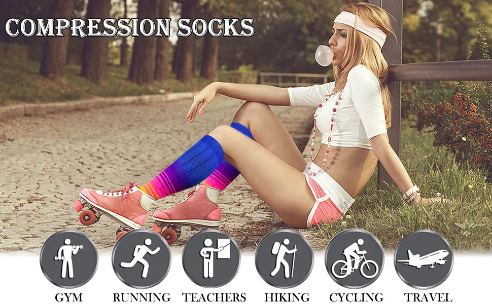S-XXL 3 Pairs Pack/Socks Compression Socks 30 Mmhg Fit For Medical Edema Diabetes Varicose Veins Running Sports Socks Size XXL