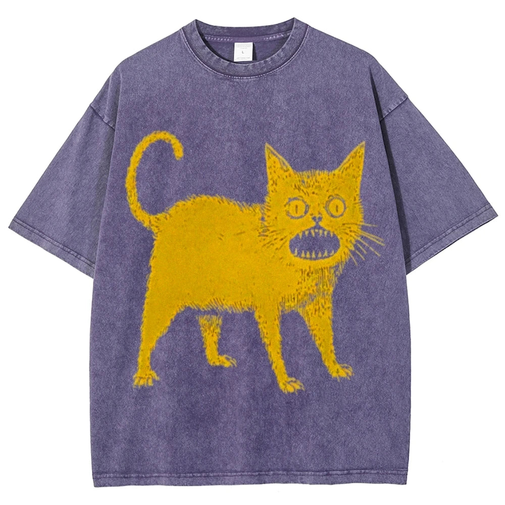 Cartoon Print T Shirt Women Kawaii Graphic Shirts Summer Casual Short Sleeved Black Female Tee Round Neck Harajuku T-Shirts