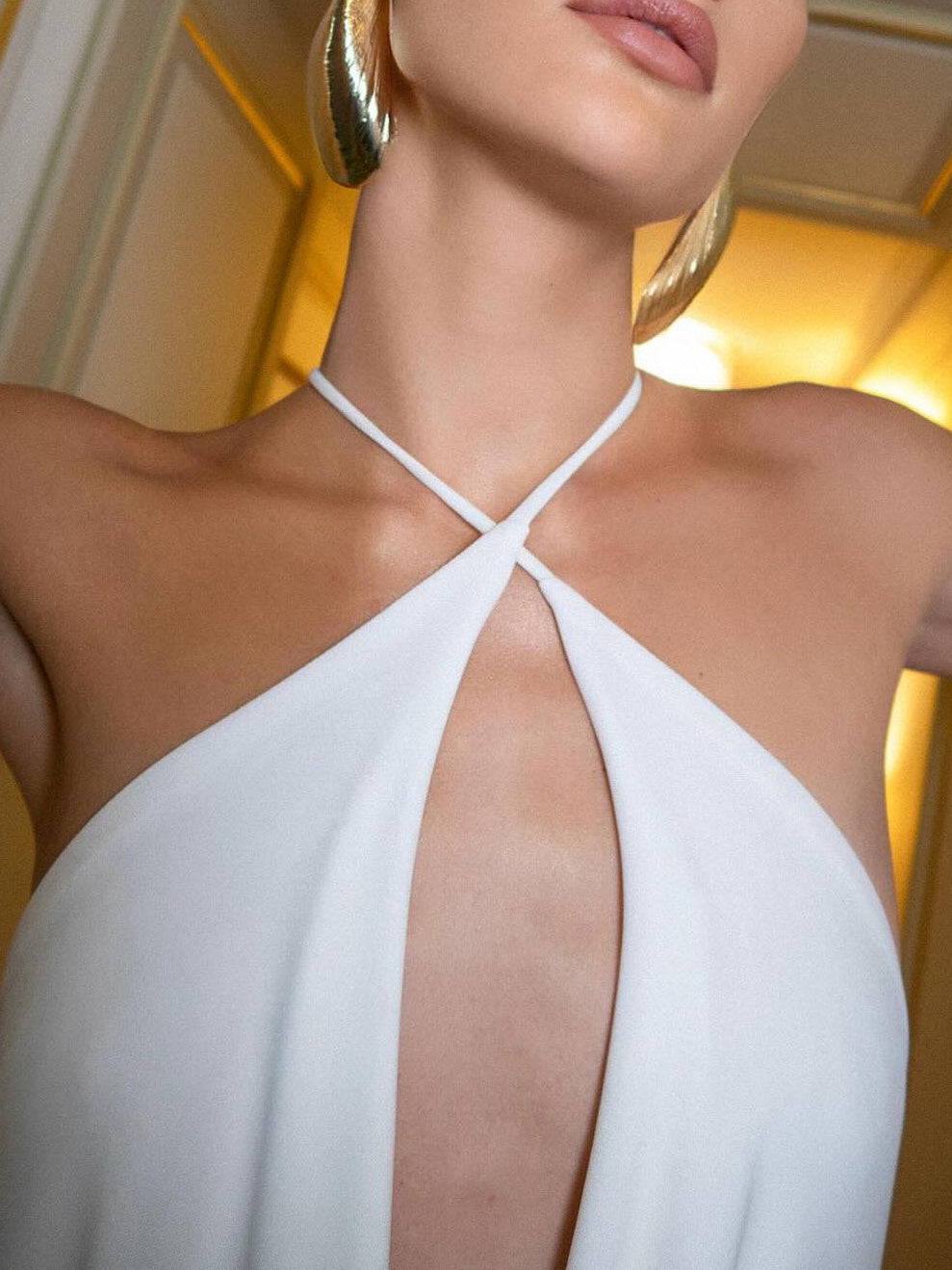 White Slouch Backless Bodycon Dress - BabynBeauty