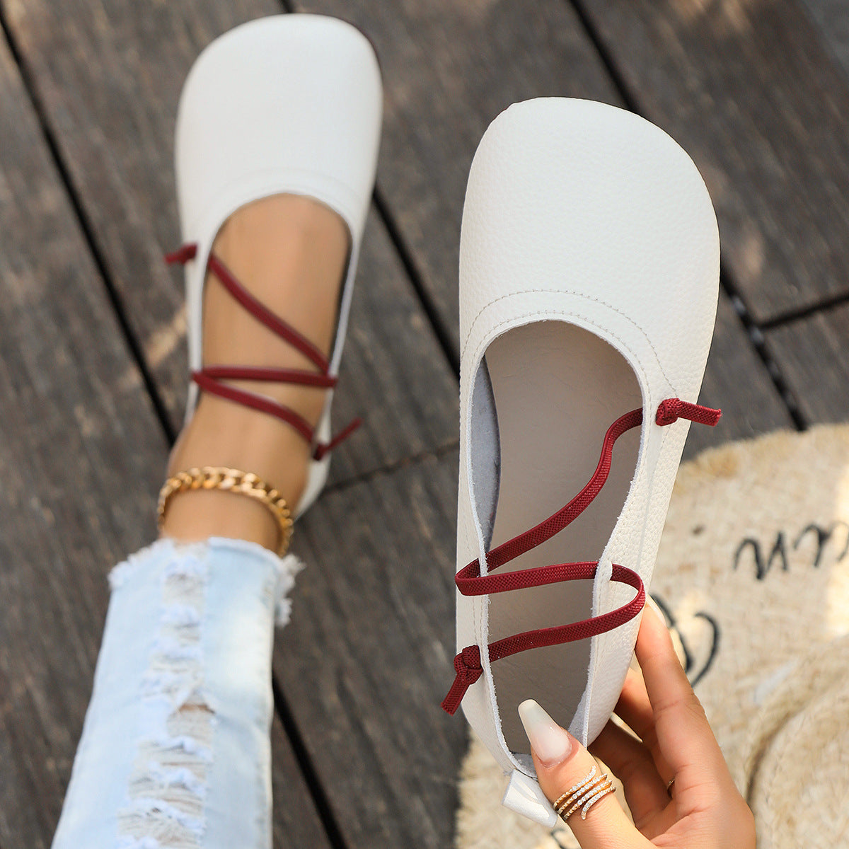Fashion Square Toe Flats Shoes Shallow Slip-on Loafers Casual Cozy Shoes