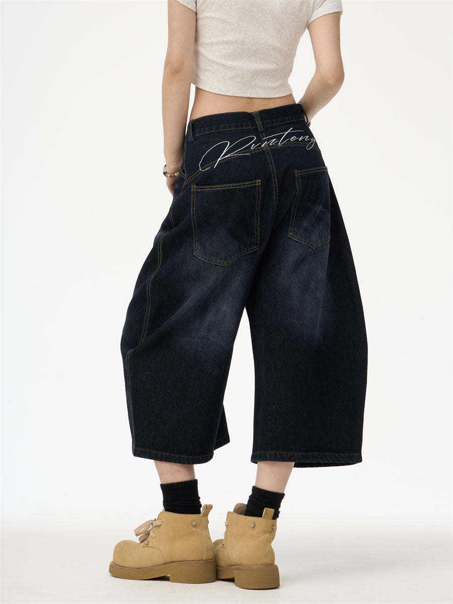 Spring American Retro Embroidered Back Jeans