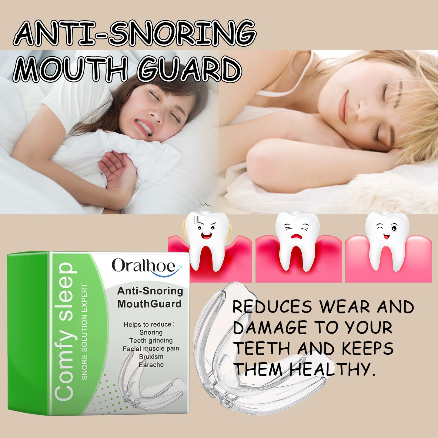 Anti Snoring Tooth Socket Sleep At Night Snoring Molars Care Sleep