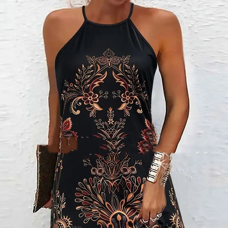 Women's Open-arm Ethnic Printed Breathable Dress