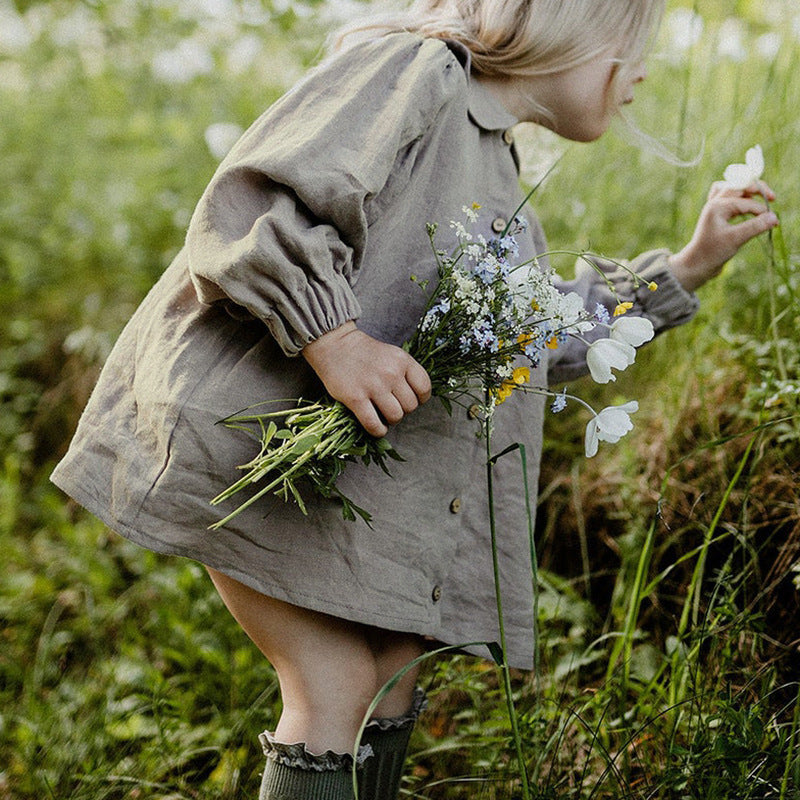 Girls' Cotton And Linen Doll Collar Princess Dress Shirt Top