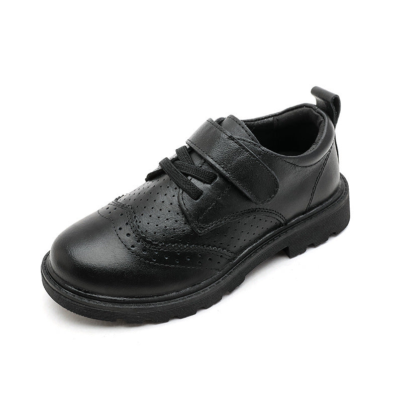 Children's Hollowed Out Fashionable British Style Cowhide Shoes