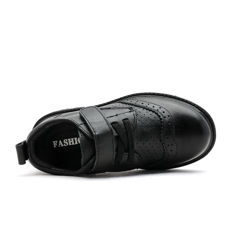 Children's Hollowed Out Fashionable British Style Cowhide Shoes
