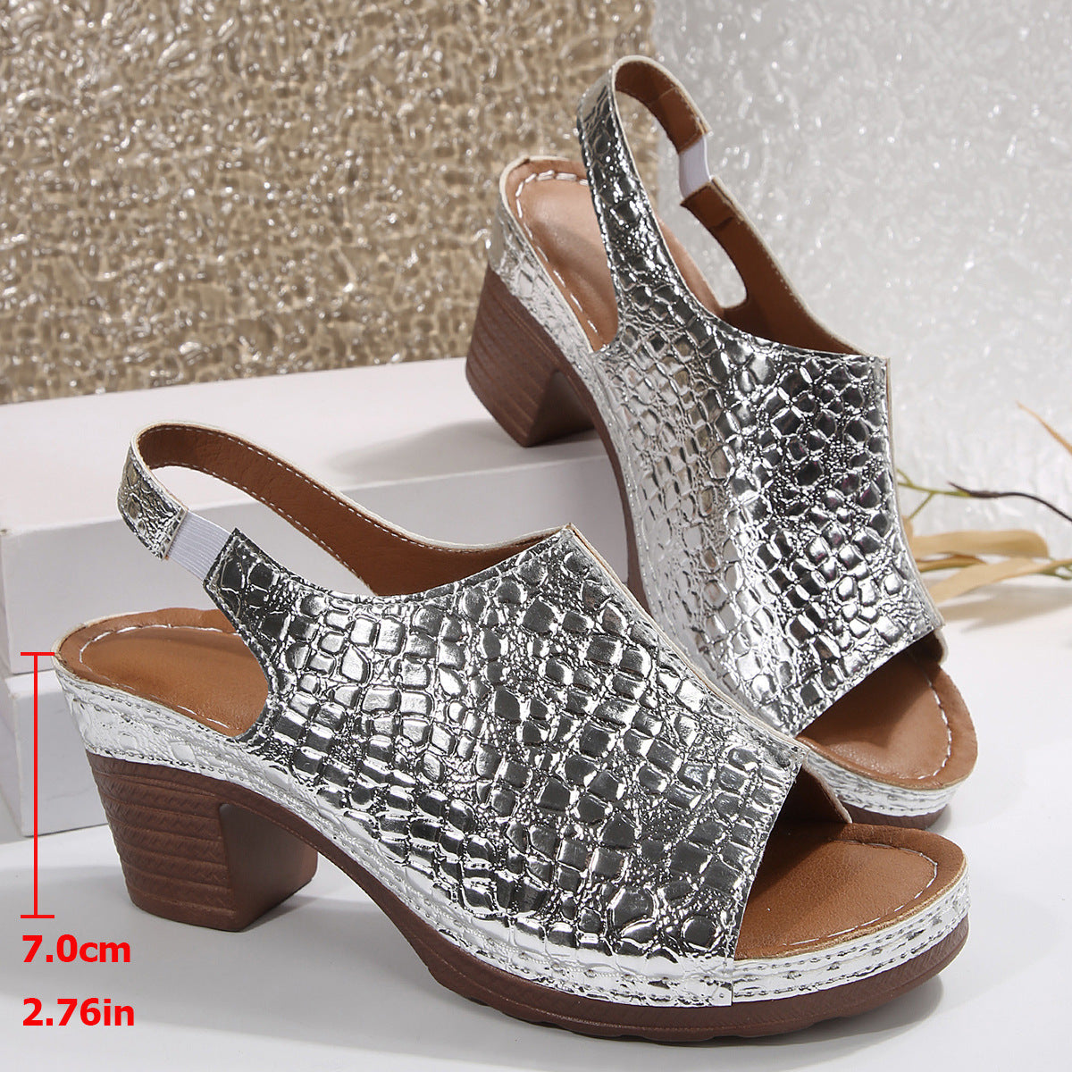 Women's Plus Size Thick Bottom Chunky Heel Wedge Sandals - BabynBeauty