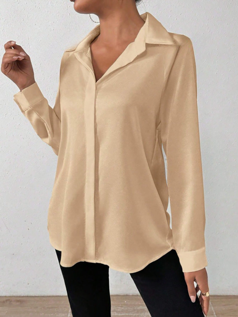 Women's Satin Silk-like Long-sleeved Shirt - BabynBeauty