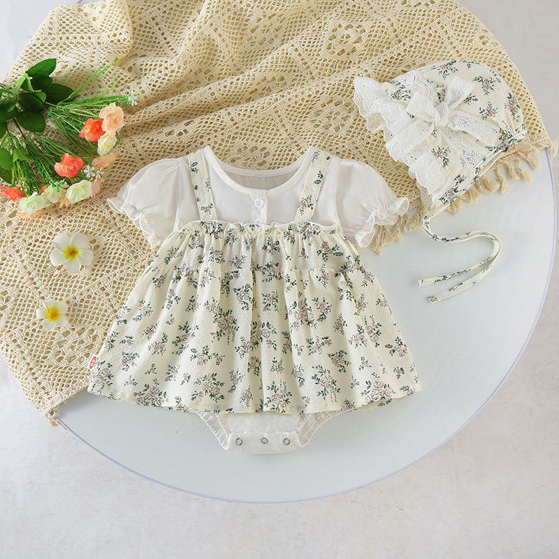 Clothes For Babies Summer Princess Super Cute Thin Bodysuit Printed Short Sleeve Internet Celebrity Romper