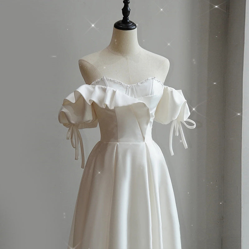 Satin Light Wedding Dress Bride French Super Fairy - BabynBeauty