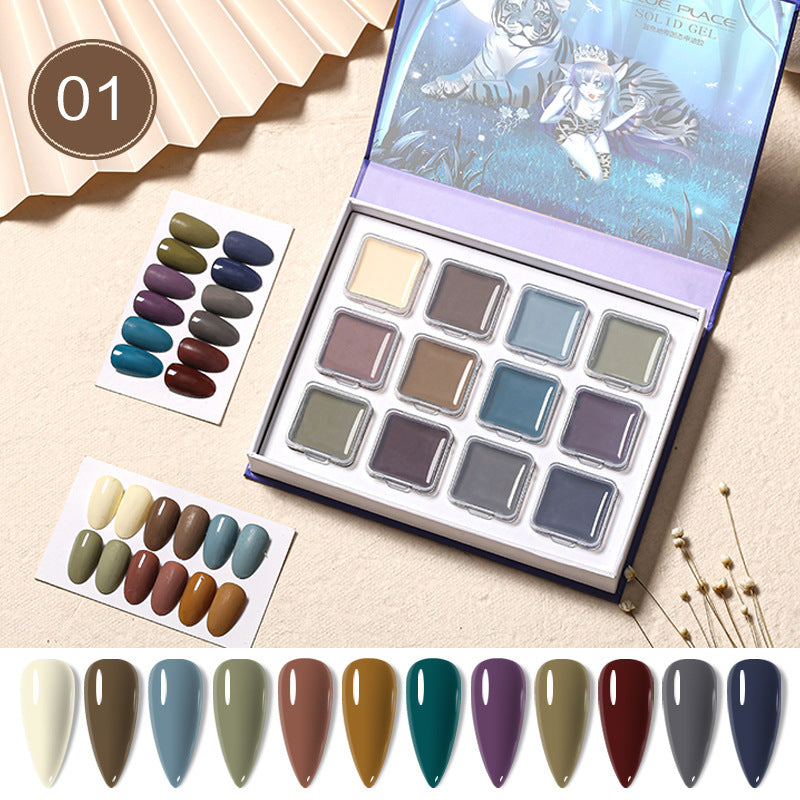 12Color Japanese Style Phototherapy Nail Solid Glue Dustproof