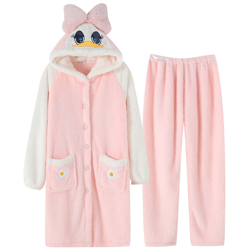 Flannel Two-piece Maternity Nursing Homewear - BabynBeauty