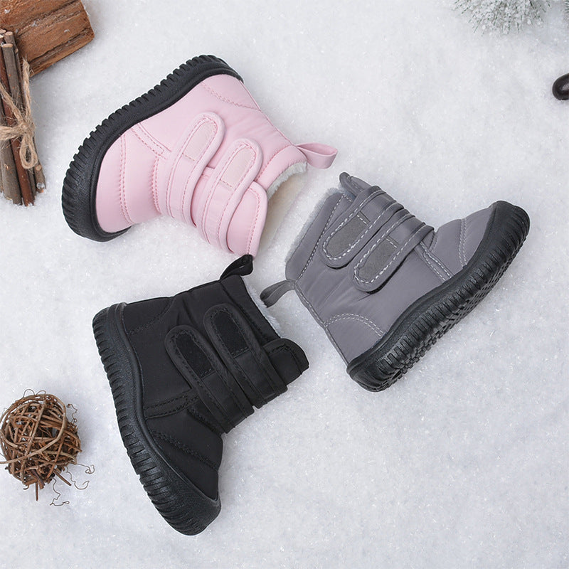 Children's Winter New Velcro Plus Velvet Snow Boots
