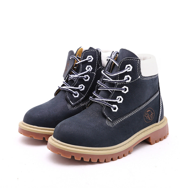 Small Yellow Leather Shoes Children's Large Size Martin Boots - BabynBeauty