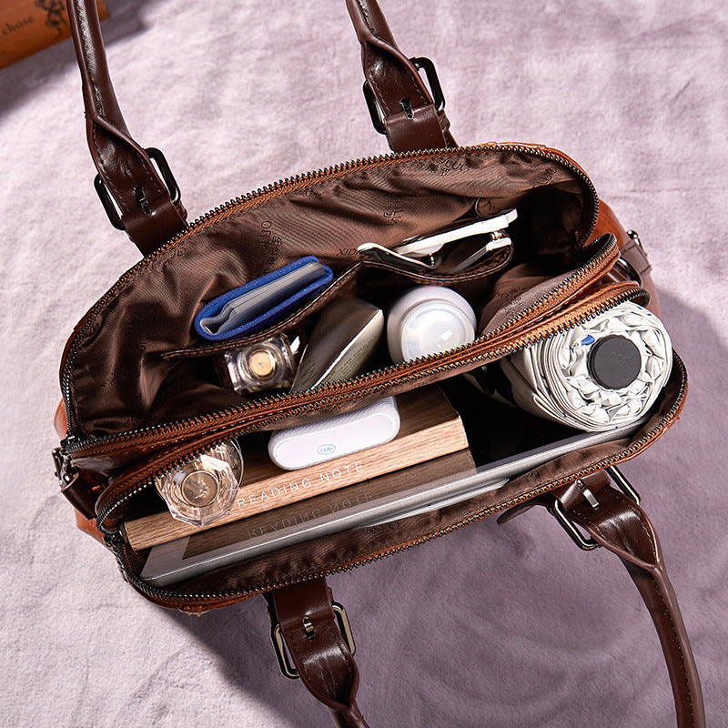 One-shoulder Portable Messenger Large-capacity Soft Leather Female Bag