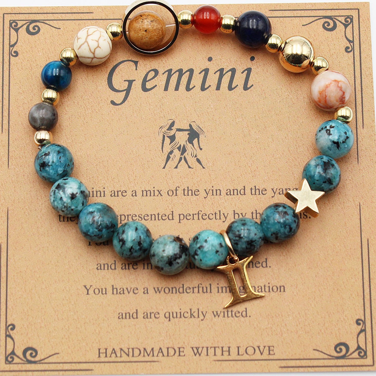 Eight Planets 12 Constellation Bracelet Natural Stone Hemp Stone - BabynBeauty