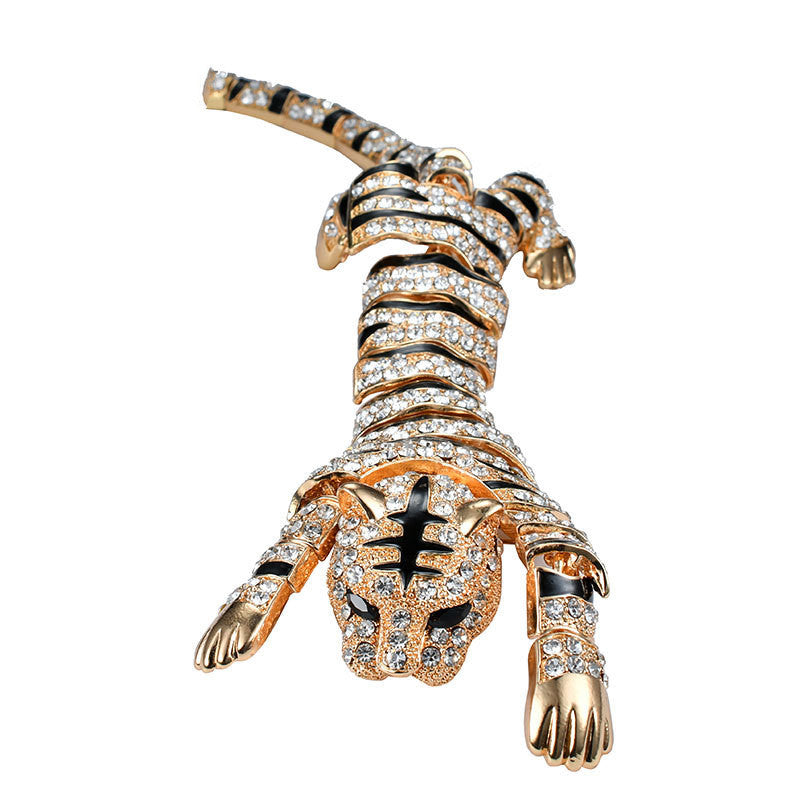 Eco-friendly Exaggerated Tiger Brooch With Diamonds - BabynBeauty