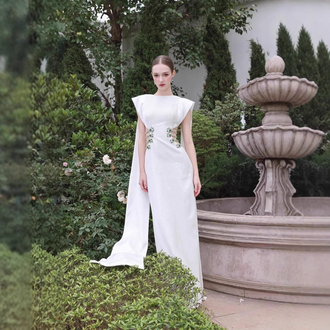 European And American Diamond-embedded High-end Exquisite Bandage One-piece Dress Elegant Temperament
