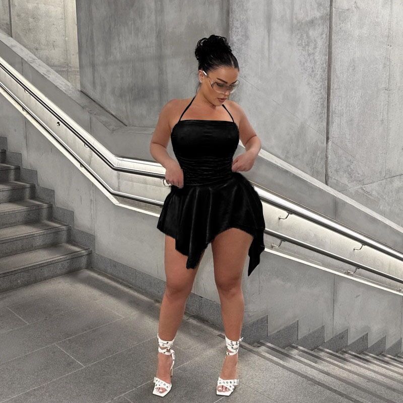 Irregular Design Short Dress Women - BabynBeauty