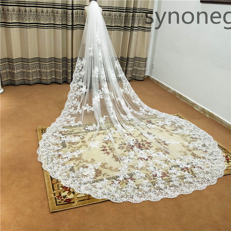 New Pattern Cathedral Length Bridal Lace Veil - BabynBeauty