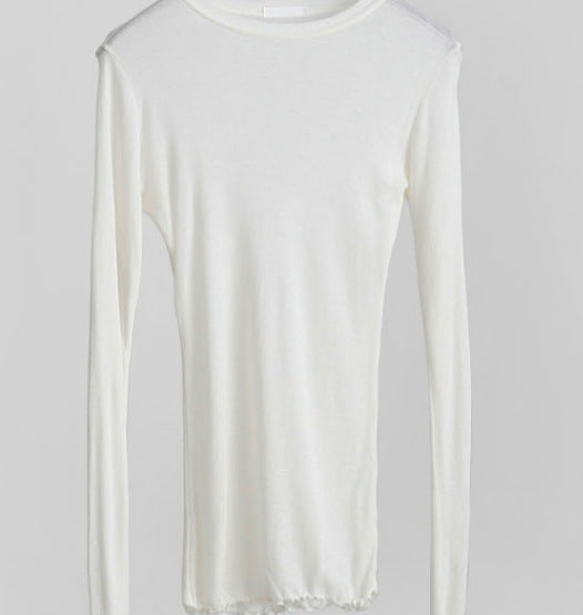 Micro-transparent Simple Slim Sexy Long-sleeved T-shirt Bottoming Shirt