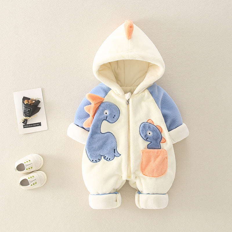 Newborn Baby Thickened Fleece-lined Jumpsuit Rompers