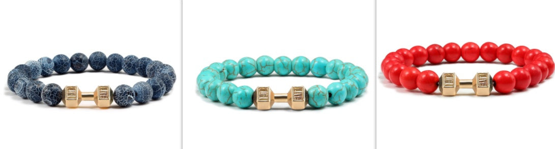 Turquoise Energy Gun Black Electroplated Alloy Barbell Bracelet - BabynBeauty