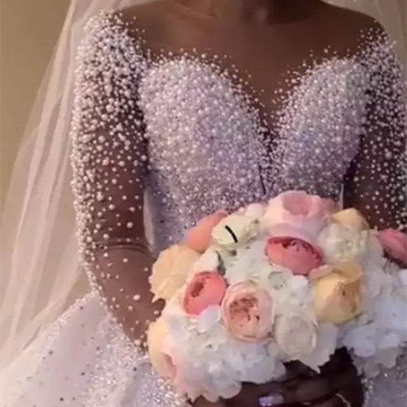 Ball Gown Wedding Dress Long Sleeves Bridal Gown - BabynBeauty