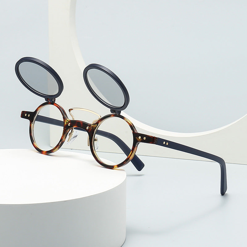 Sun Glasses Round Beige Frame