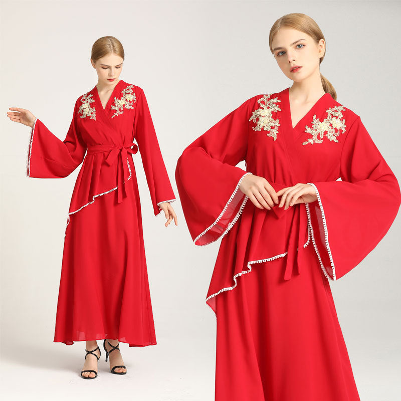 New Dress Ethnic Style Three-dimensional Applique Long Skirt