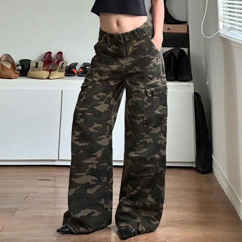 Loose Camouflage Workwear With Pocket Jeans - BabynBeauty