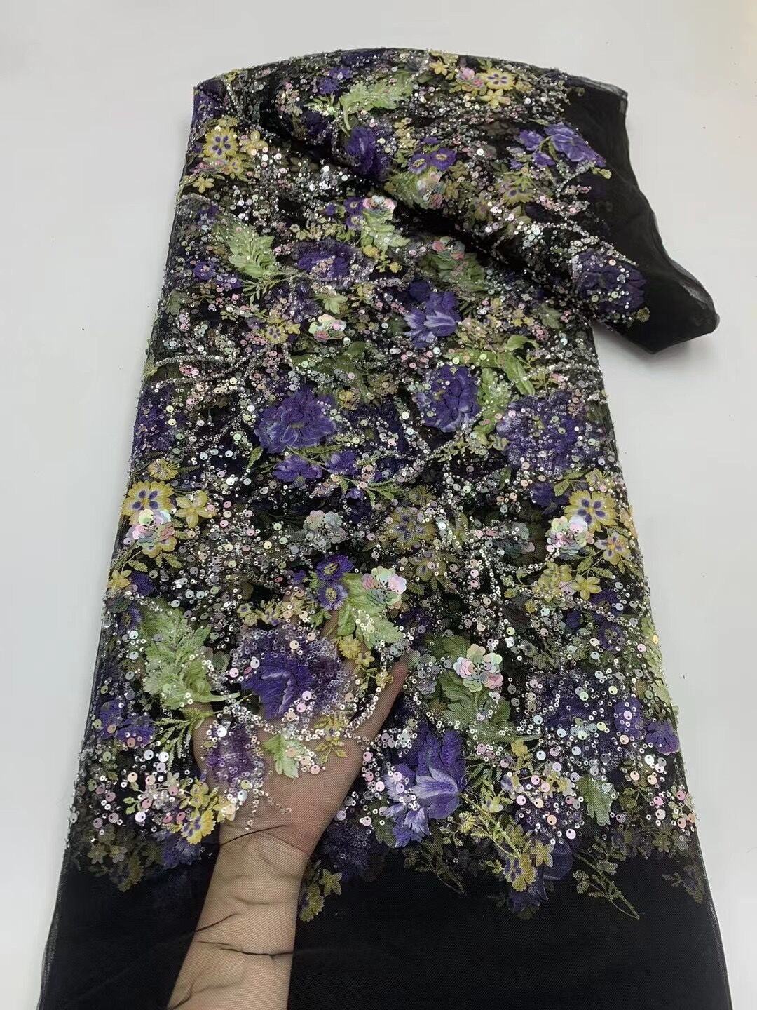 Ethnic Red Rose Flower Embroidery Fabrics High-end Beads Sequin Embroidered Cloth Xiuhe Cheongsam Wedding Dress Lei