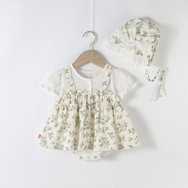Clothes For Babies Summer Princess Super Cute Thin Bodysuit Printed Short Sleeve Internet Celebrity Romper