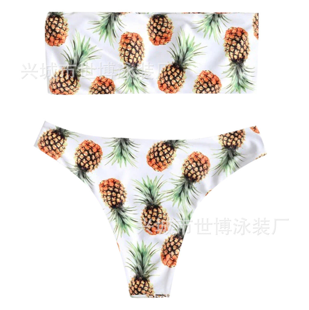 Tube Top Bikini Pineapple Swimsuit Split Swimsuit Women Swimwear - BabynBeauty