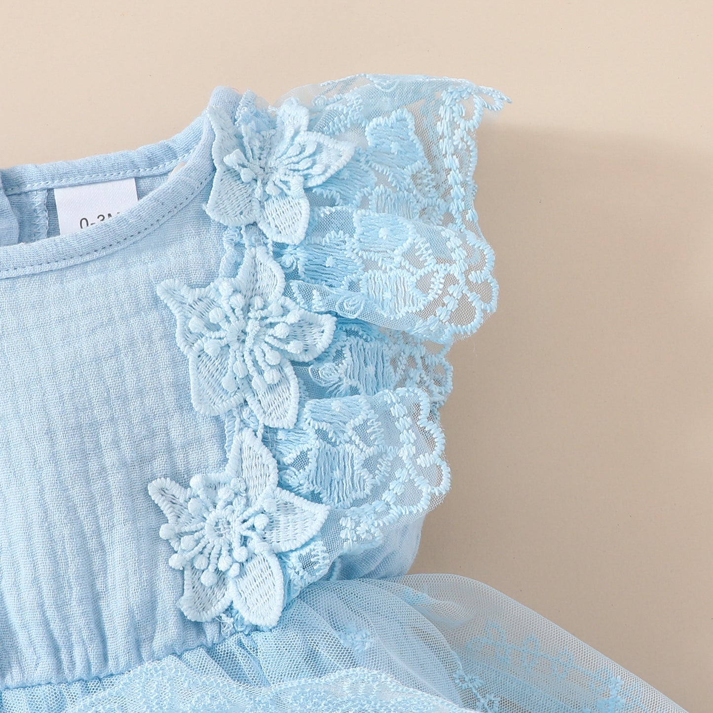 2024 Summer Baby Girl Sweet Sleeveless Lace Triangle Rompers Mesh Lace Flower Dress